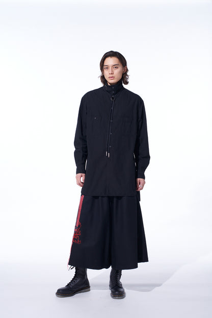 COTTON LINEN STAND COLLAR SHIRT