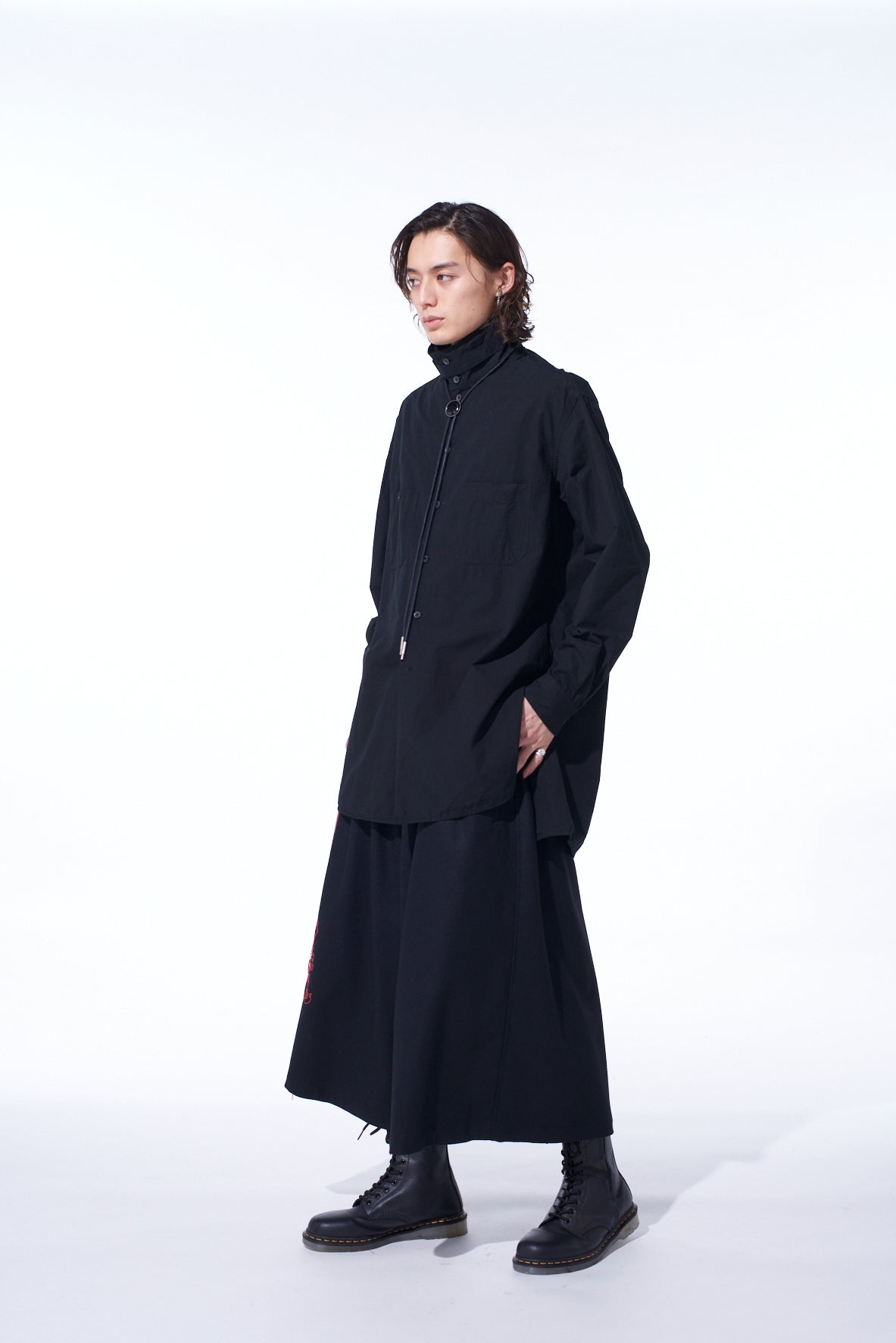 COTTON LINEN STAND COLLAR SHIRT