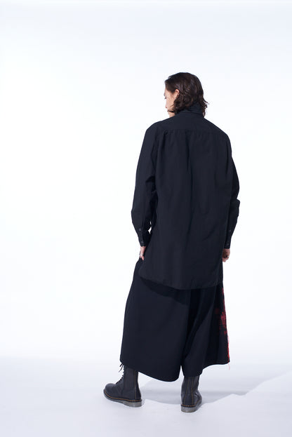 COTTON LINEN STAND COLLAR SHIRT