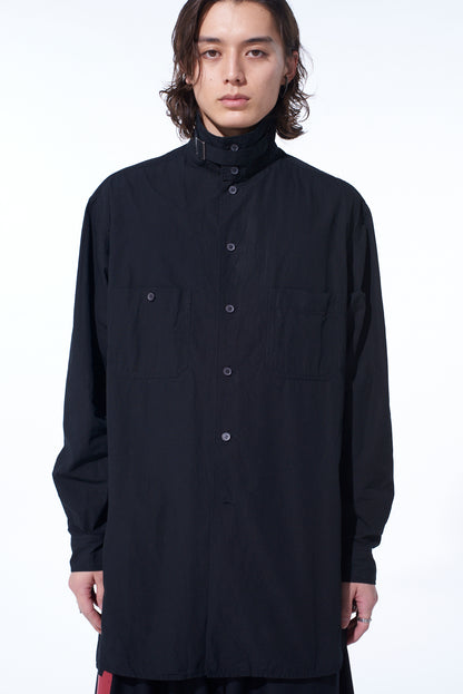 COTTON LINEN STAND COLLAR SHIRT