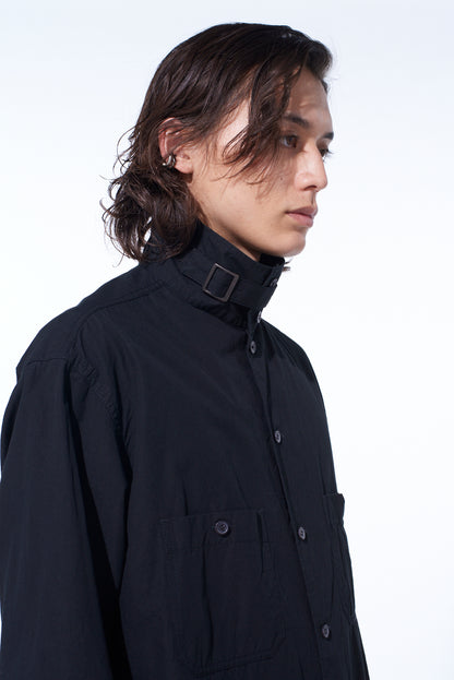 COTTON LINEN STAND COLLAR SHIRT