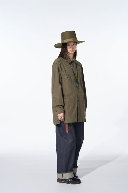 COTTON LINEN SINGLE WELT POCKET SHIRT