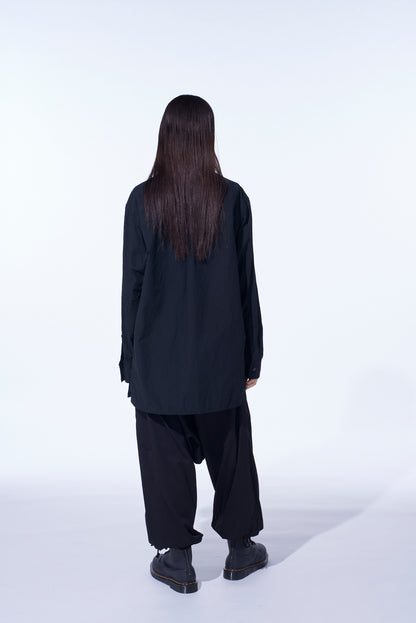 COTTON LINEN SINGLE WELT POCKET SHIRT