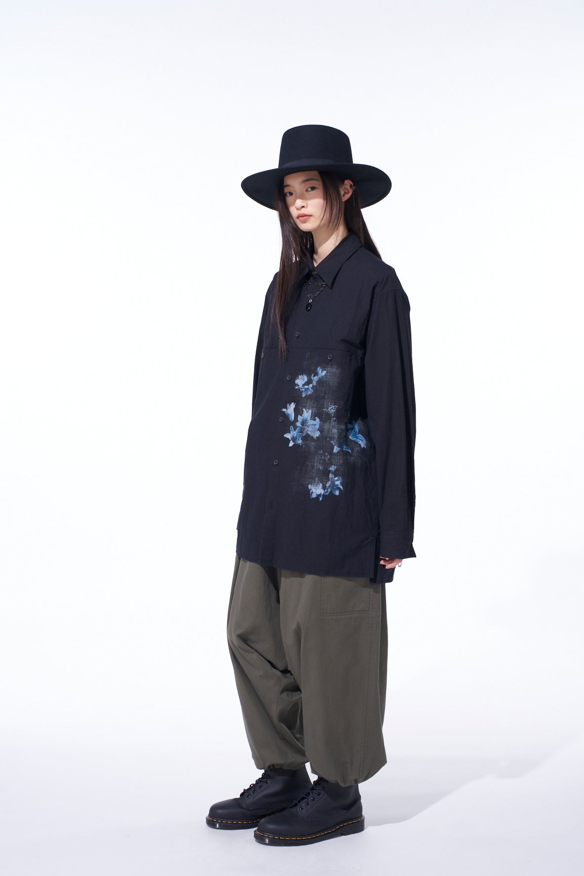 POISONOUS FLOWER PRINT SINGLE SEAM POCKET SHIRT