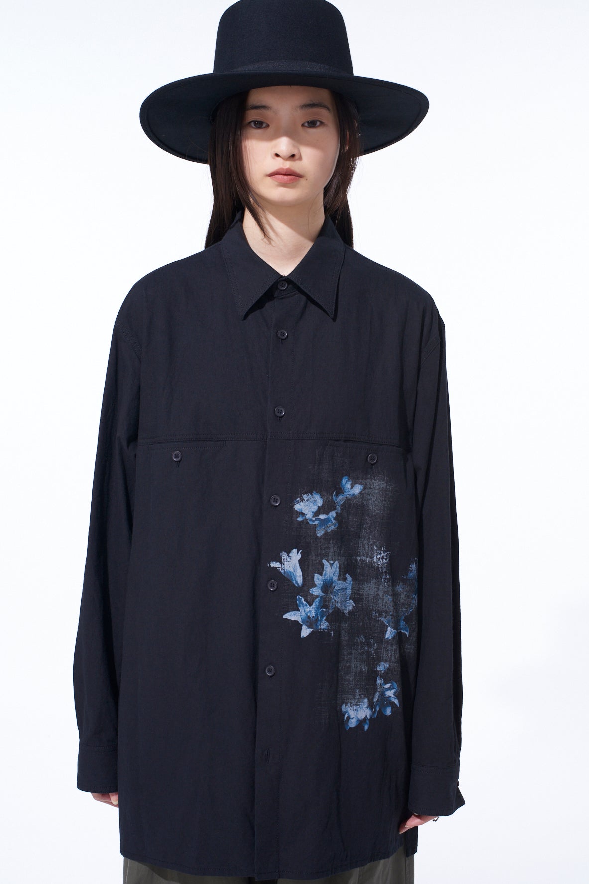 POISONOUS FLOWER PRINT SINGLE SEAM POCKET SHIRT
