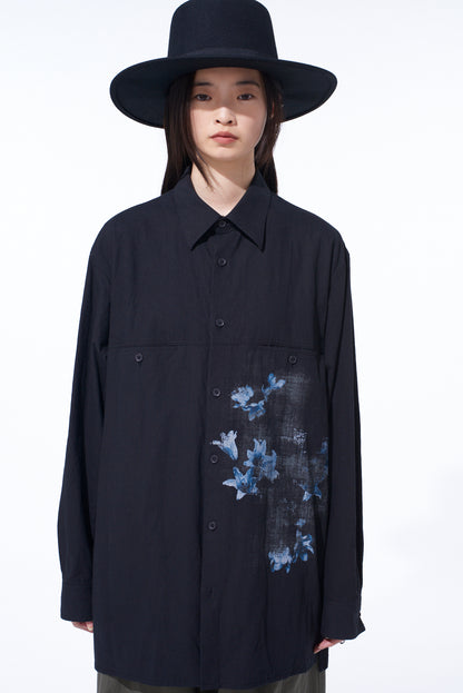 POISONOUS FLOWER PRINT SINGLE SEAM POCKET SHIRT