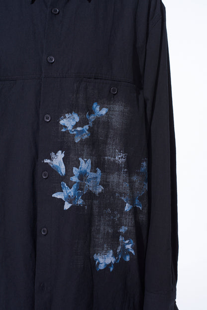 POISONOUS FLOWER PRINT SINGLE SEAM POCKET SHIRT