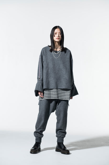 WOOL BEAVER CHECK BONDAGE MUSLIN SHIRT