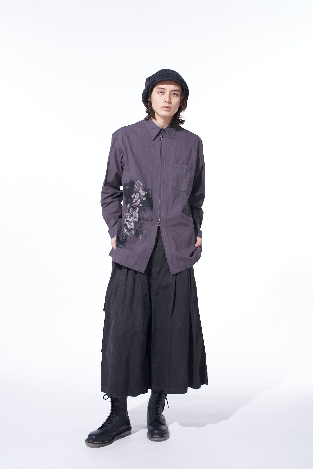 POISONOUS FLOWER PRINT ZIP SHIRT