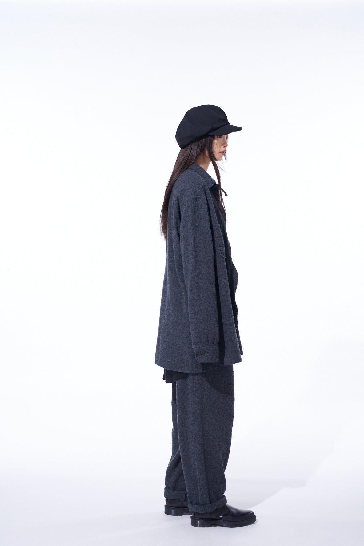 WOOL GAUZE ZIP SHIRT