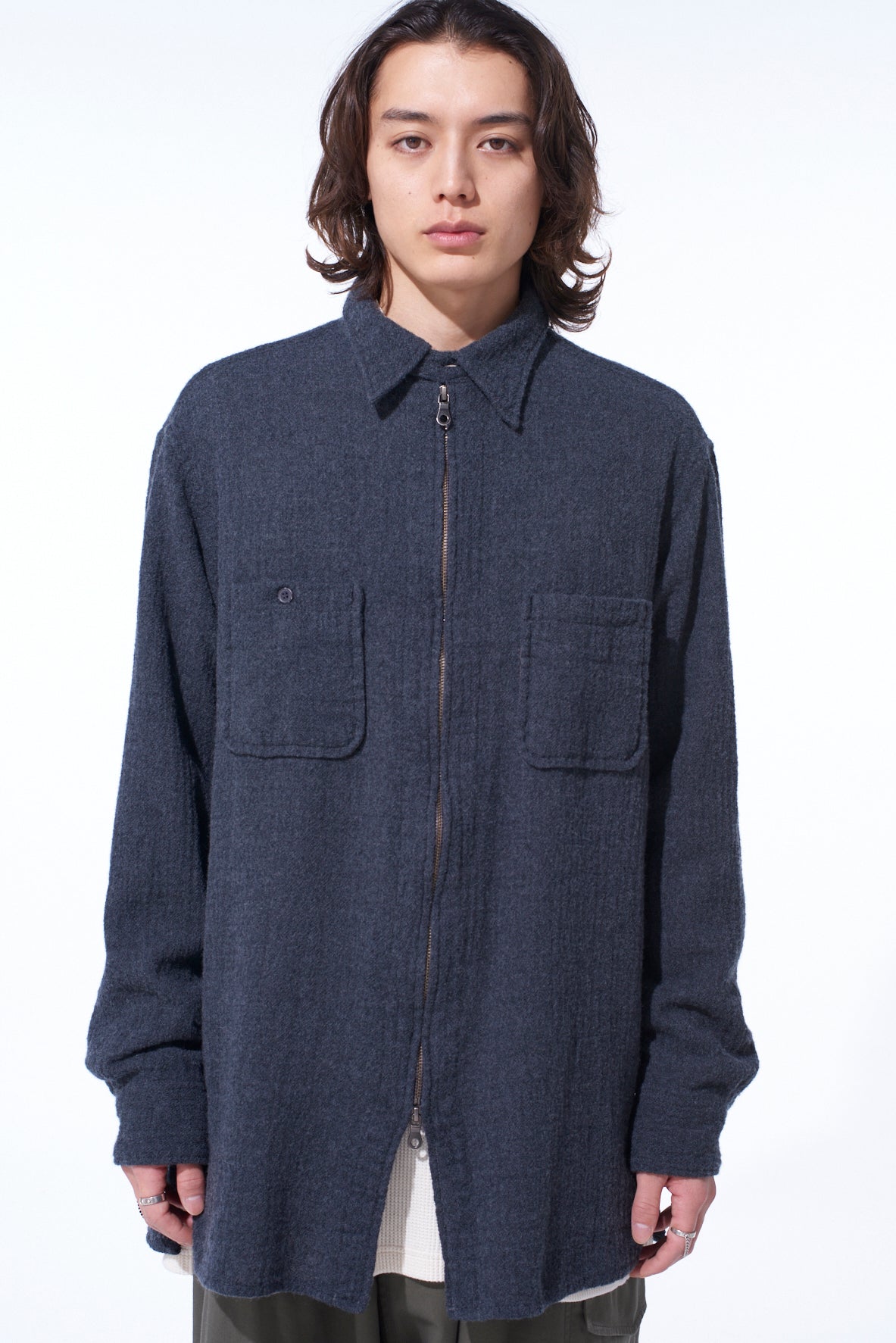 WOOL GAUZE ZIP SHIRT