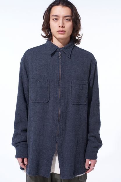 WOOL GAUZE ZIP SHIRT