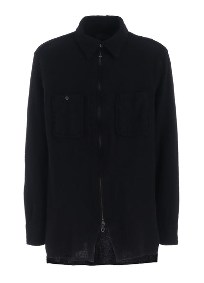 WOOL GAUZE ZIP SHIRT