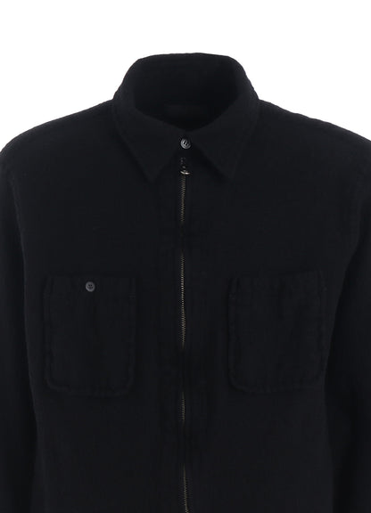 WOOL GAUZE ZIP SHIRT