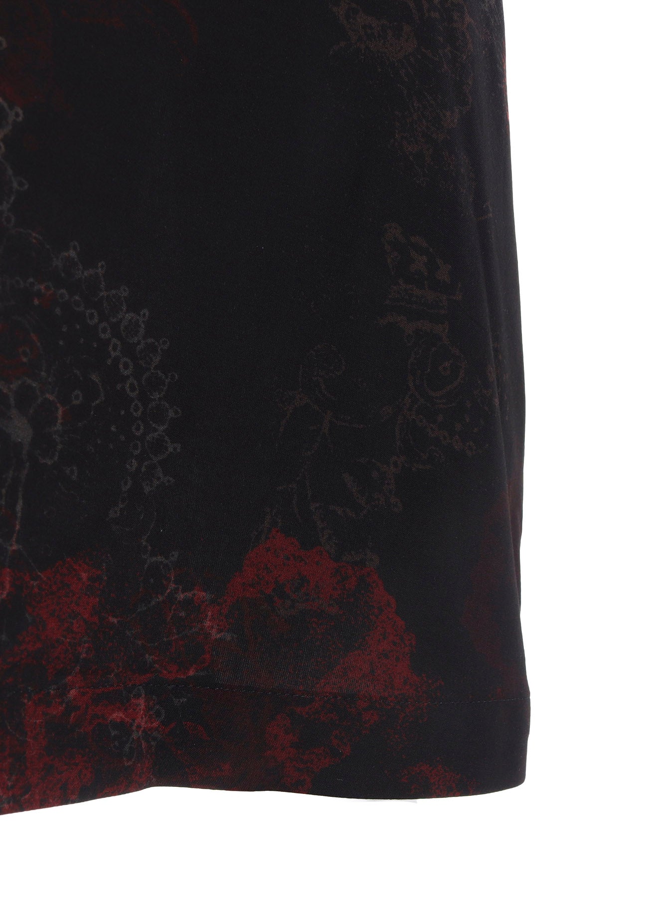 RAYON CRIMSON LACE PRINT OPEN-COLLAR LONG SHIRT