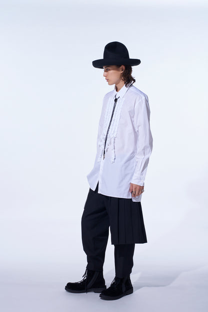 COTTON BROAD ASYMMETRICAL FRILL SHIRT