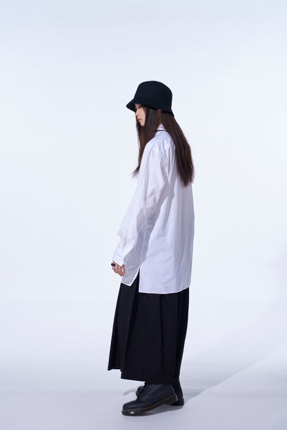 COTTON BROAD ASYMMETRICAL FRILL SHIRT