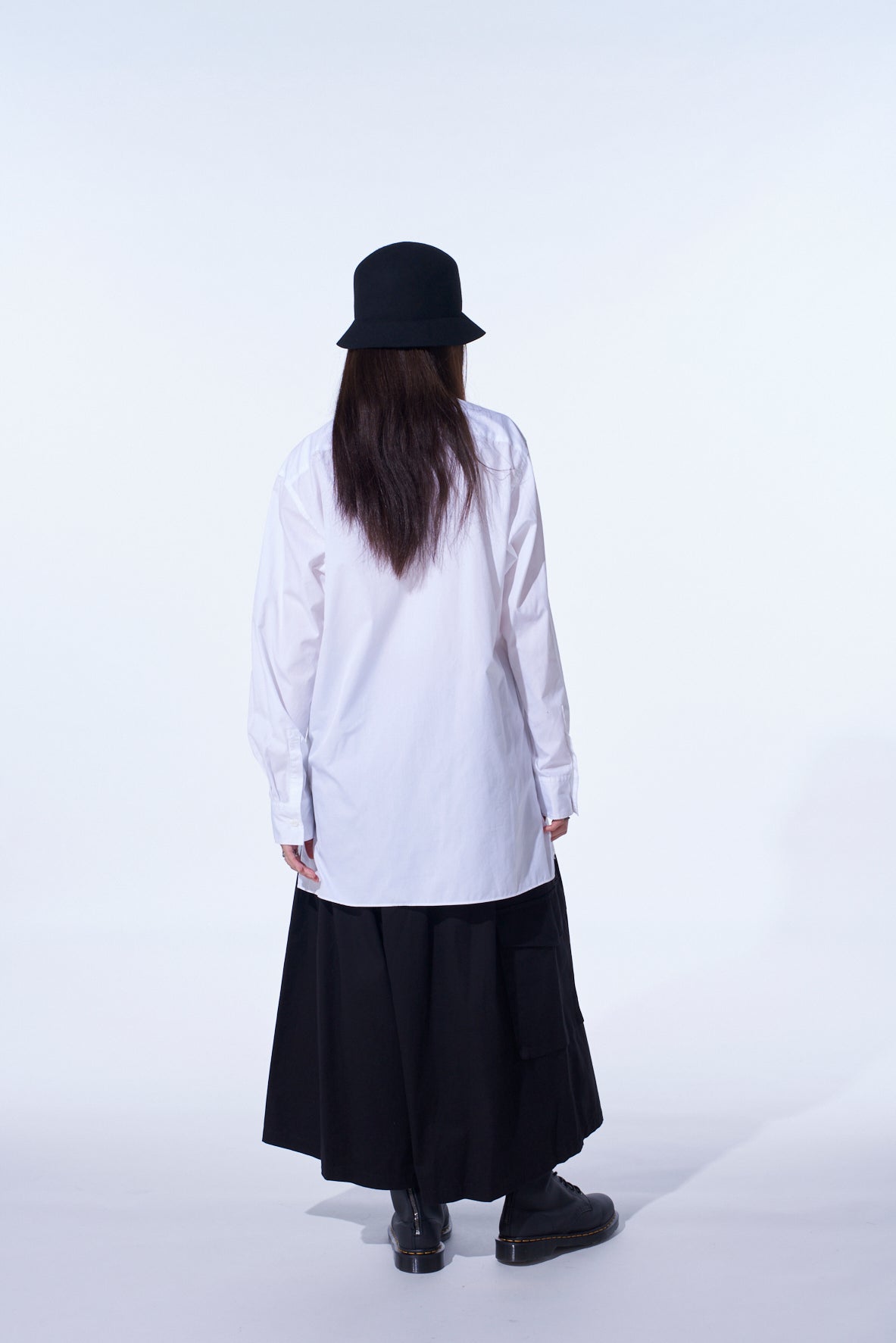 COTTON BROAD ASYMMETRICAL FRILL SHIRT