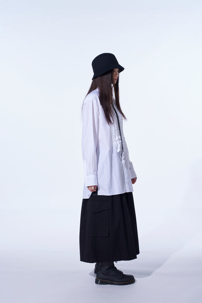 COTTON BROAD ASYMMETRICAL FRILL SHIRT