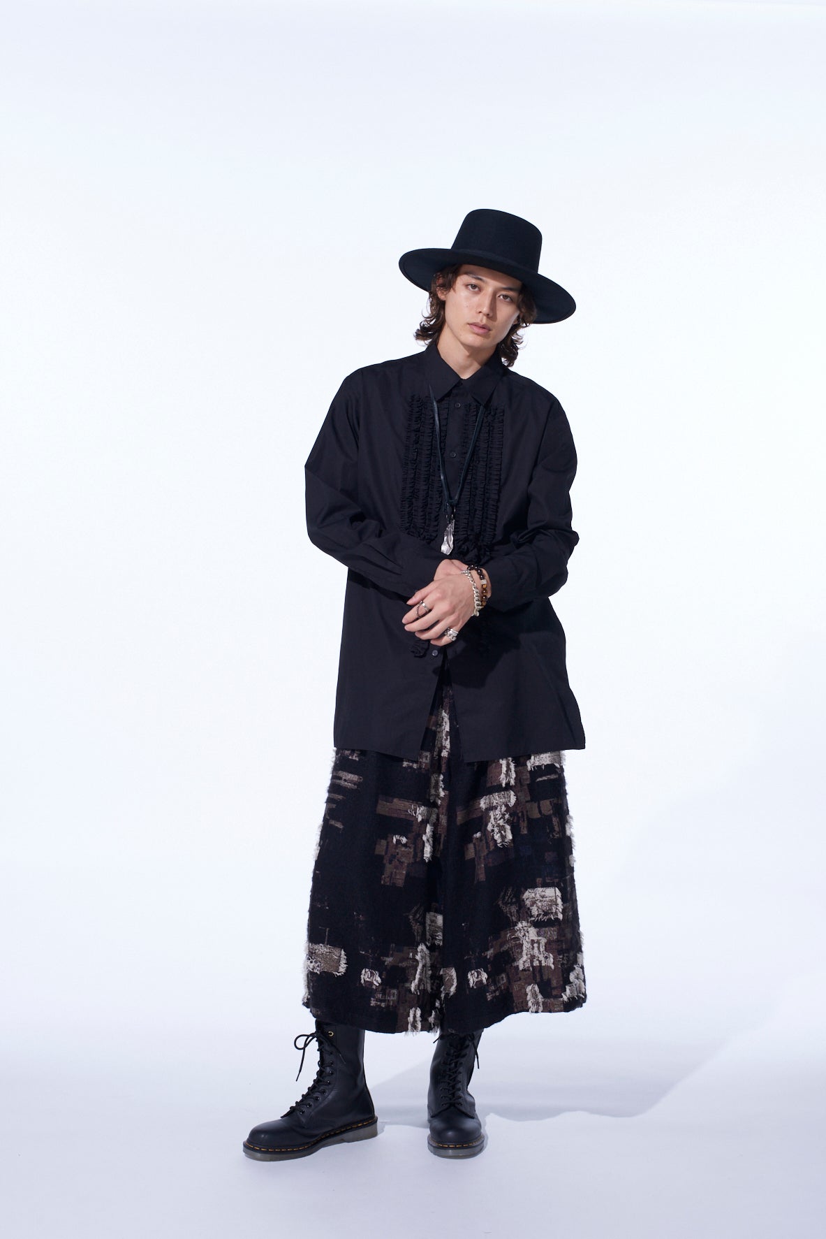 COTTON BROAD ASYMMETRICAL FRILL SHIRT