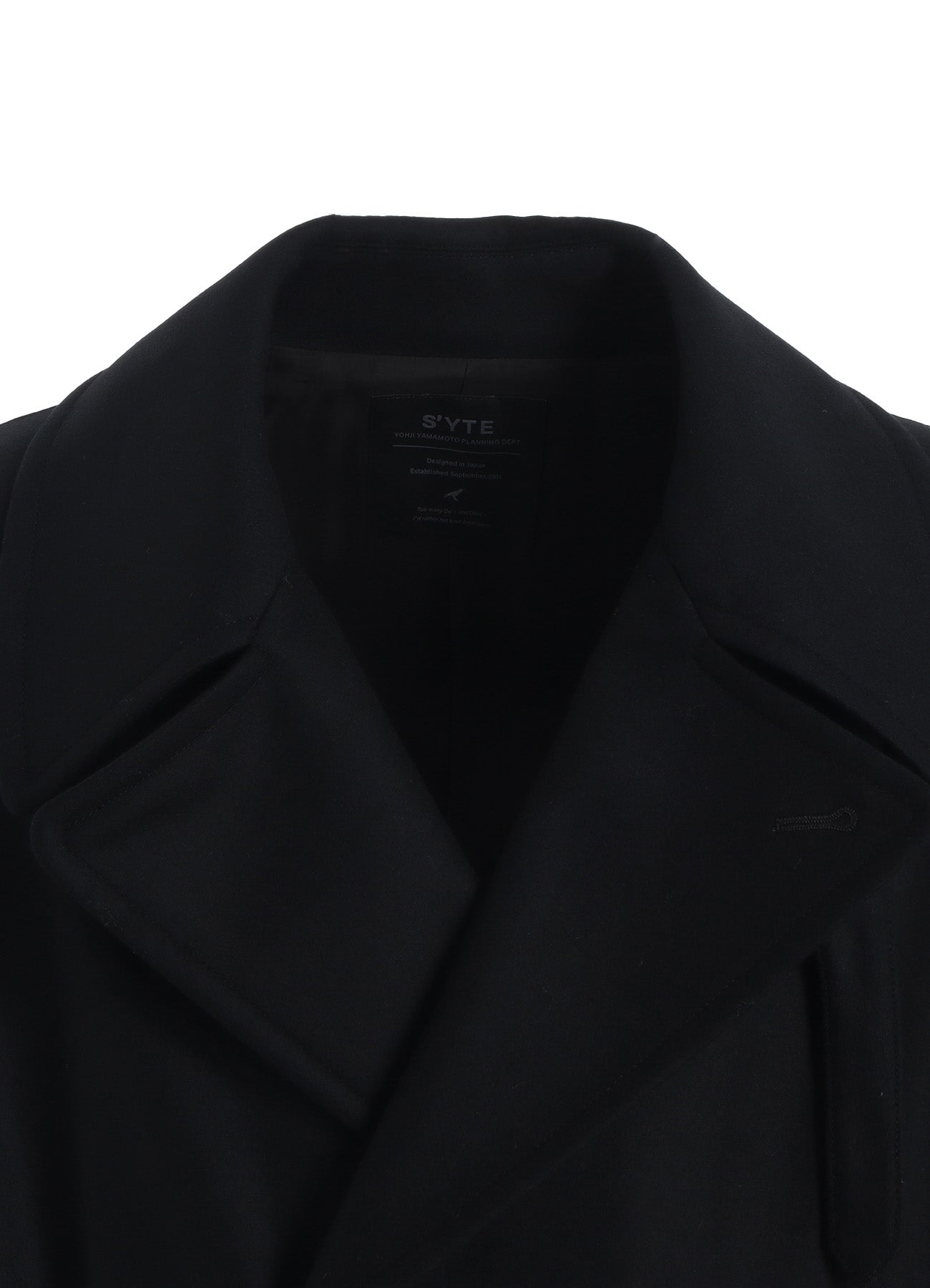 LAMB WOOL PRINTED MESSEGE EMBROIDERY TRENCH COAT