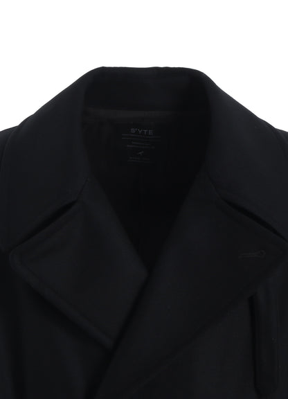 LAMB WOOL PRINTED MESSEGE EMBROIDERY TRENCH COAT