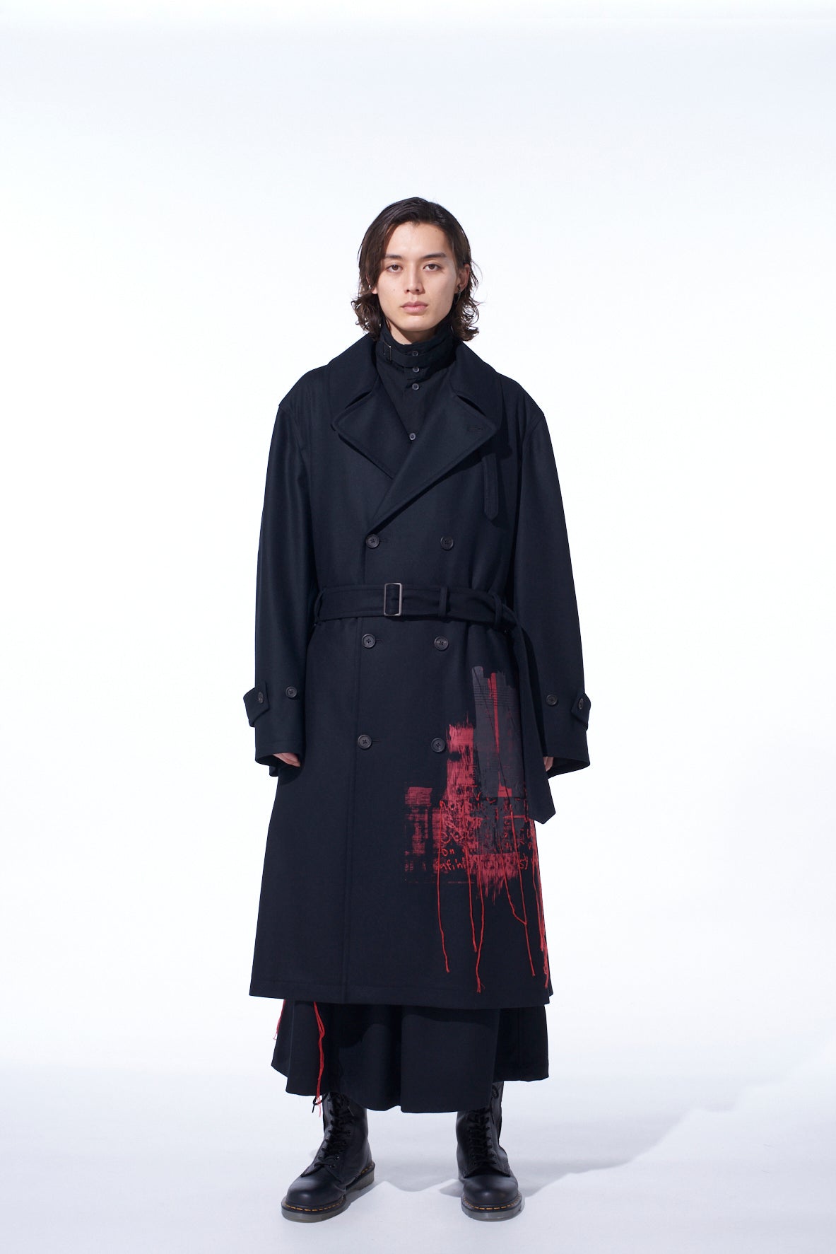 LAMB WOOL PRINTED MESSEGE EMBROIDERY TRENCH COAT – THE SHOP YOHJI