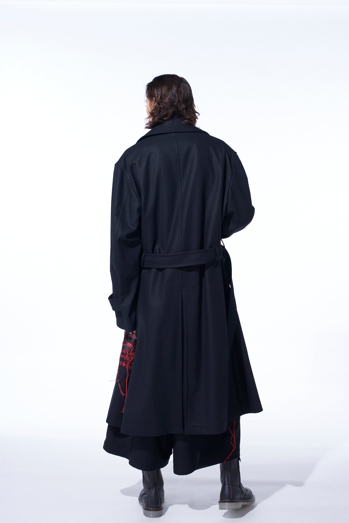 LAMB WOOL PRINTED MESSEGE EMBROIDERY TRENCH COAT