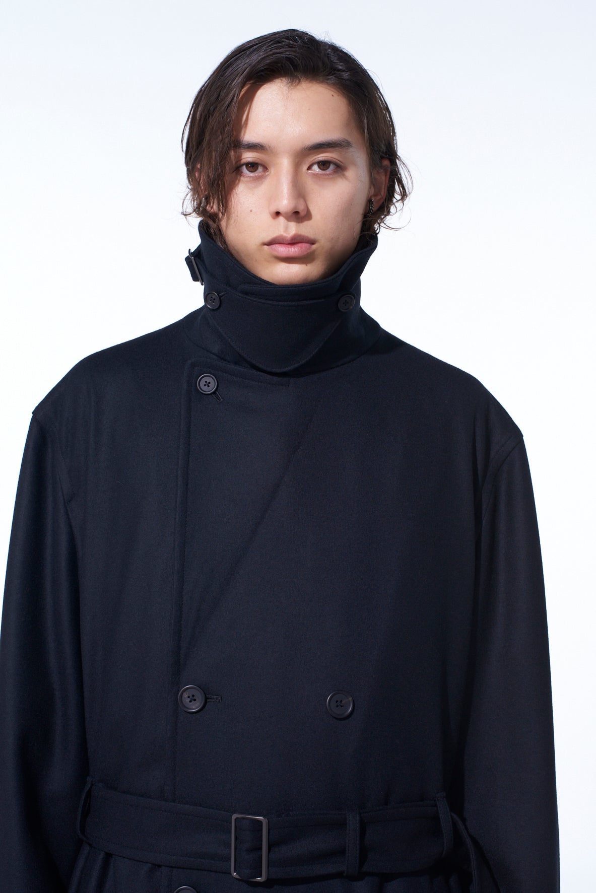 LAMB WOOL PRINTED MESSEGE EMBROIDERY TRENCH COAT