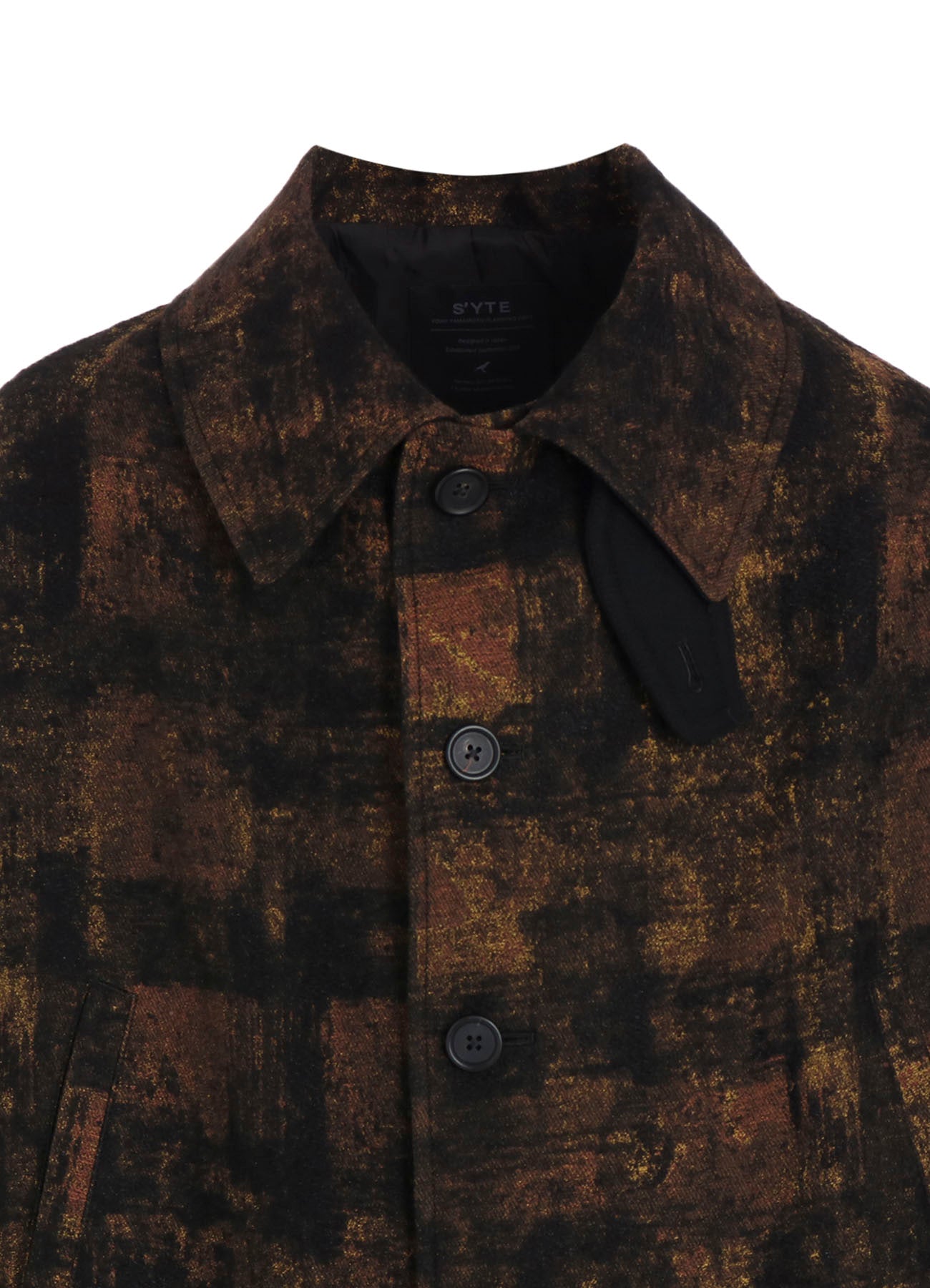 CHECK JACQUARD OVERSIZED SOUTIEN COLLAR COAT – THE SHOP YOHJI YAMAMOTO