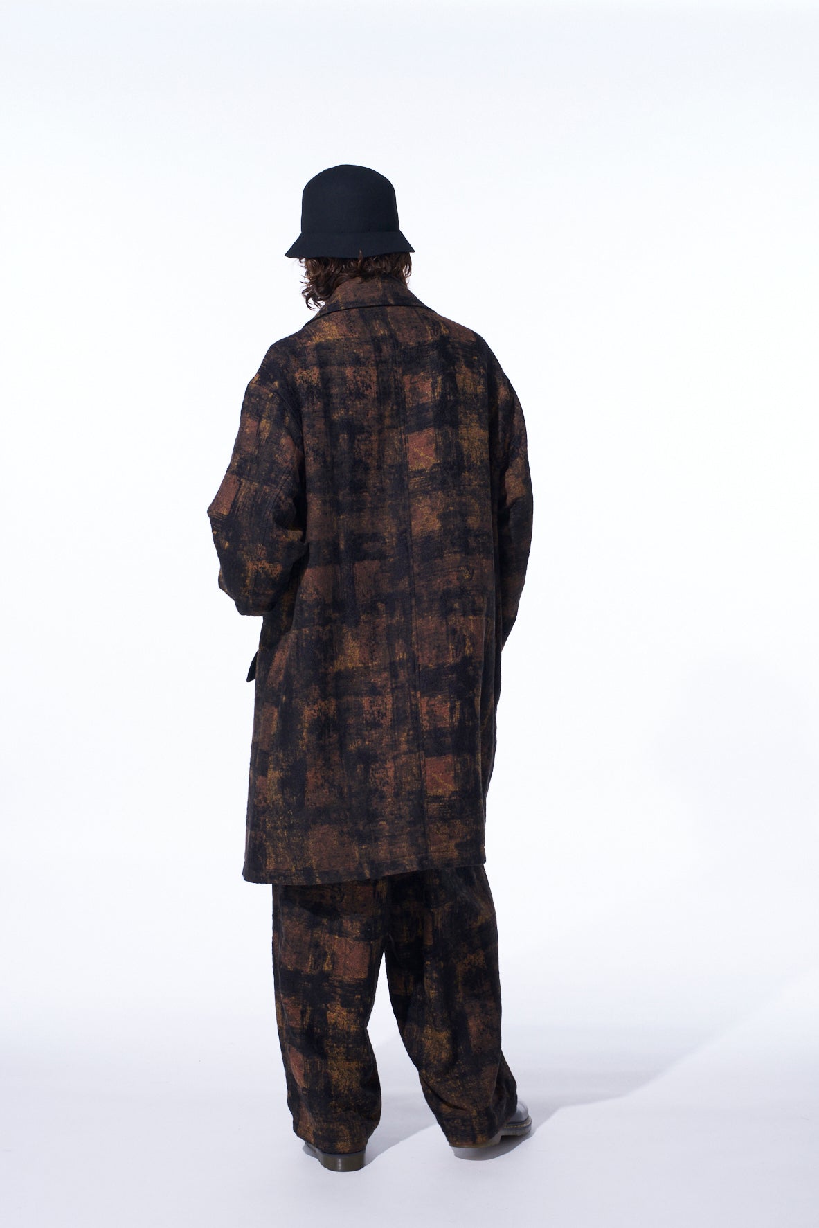CHECK JACQUARD OVERSIZED SOUTIEN COLLAR COAT – THE SHOP YOHJI YAMAMOTO