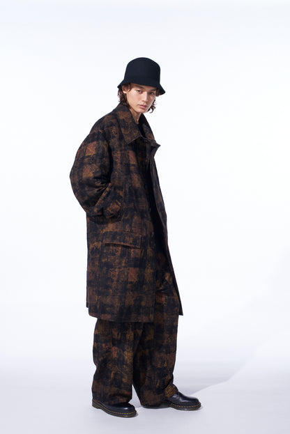 CHECK JACQUARD OVERSIZED SOUTIEN COLLAR COAT