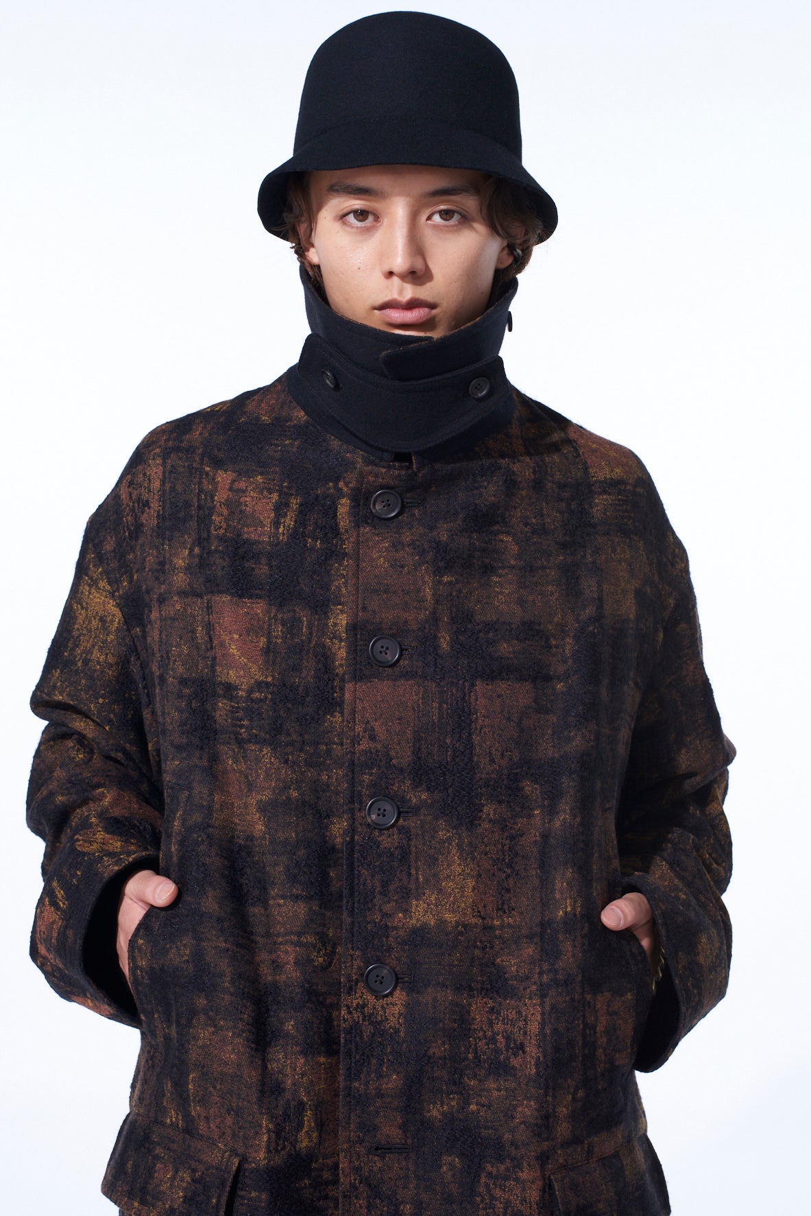 ジャケット・アウター YOKE OVERSIZED GUNCULB CHECK KNIT COAT 中古・古着通販】YOKE (ヨーク) GUN CLUB CHECK COAT ブラウン サイズ