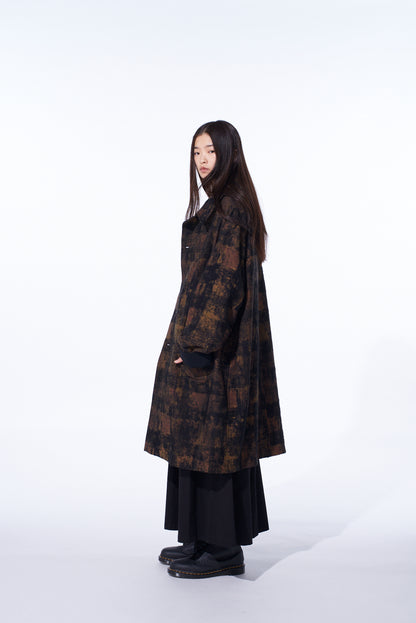 CHECK JACQUARD OVERSIZED SOUTIEN COLLAR COAT