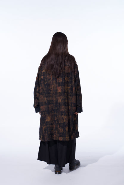 CHECK JACQUARD OVERSIZED SOUTIEN COLLAR COAT