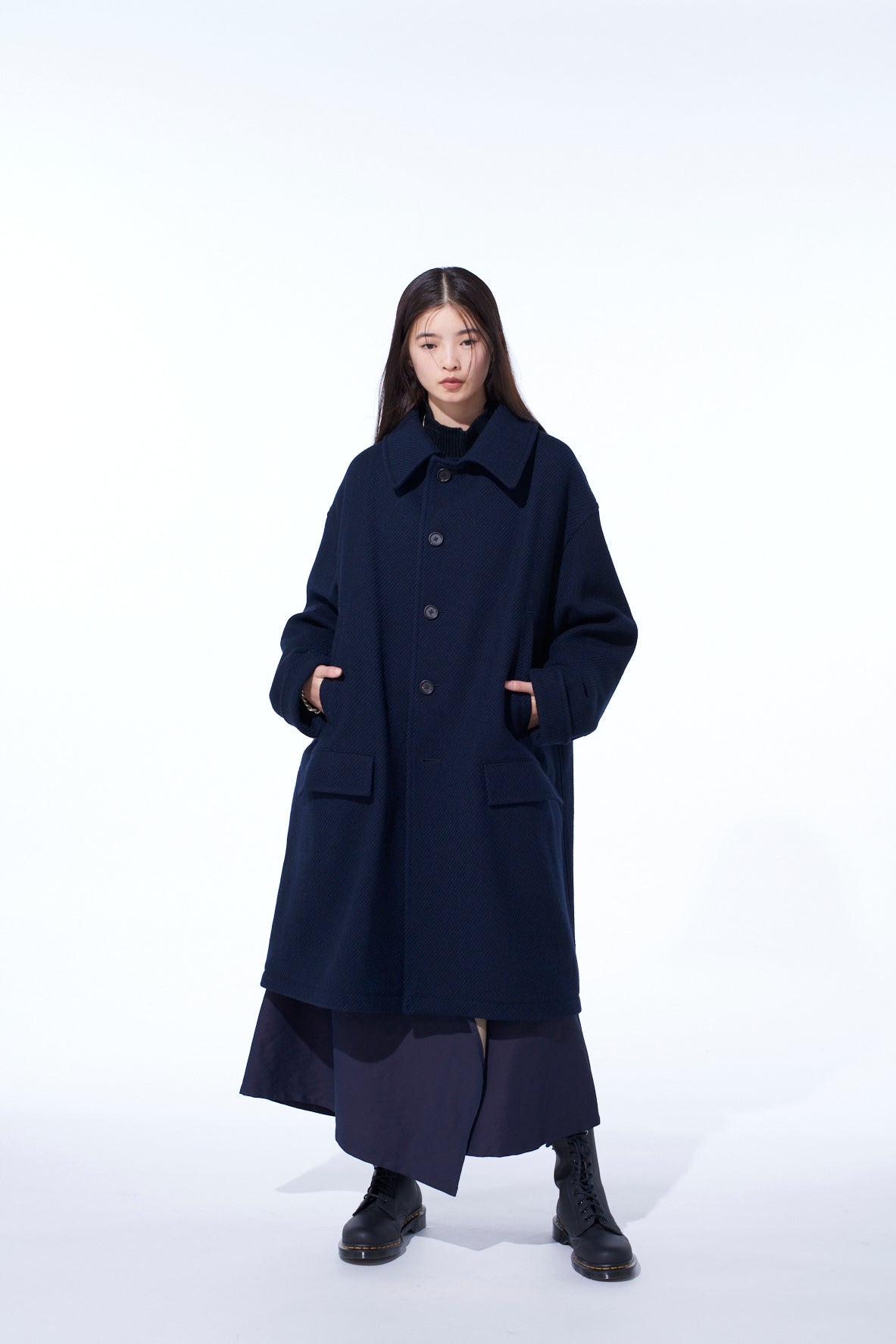 4/24 KERSEY OVERSIZED STAND COLLAR COAT – THE SHOP YOHJI YAMAMOTO