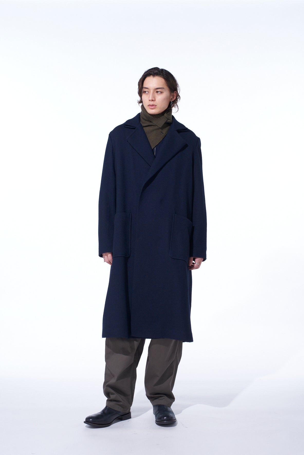 4/24 KERSEY TUBE LAPEL DOUBLE LONG COAT – THE SHOP YOHJI YAMAMOTO