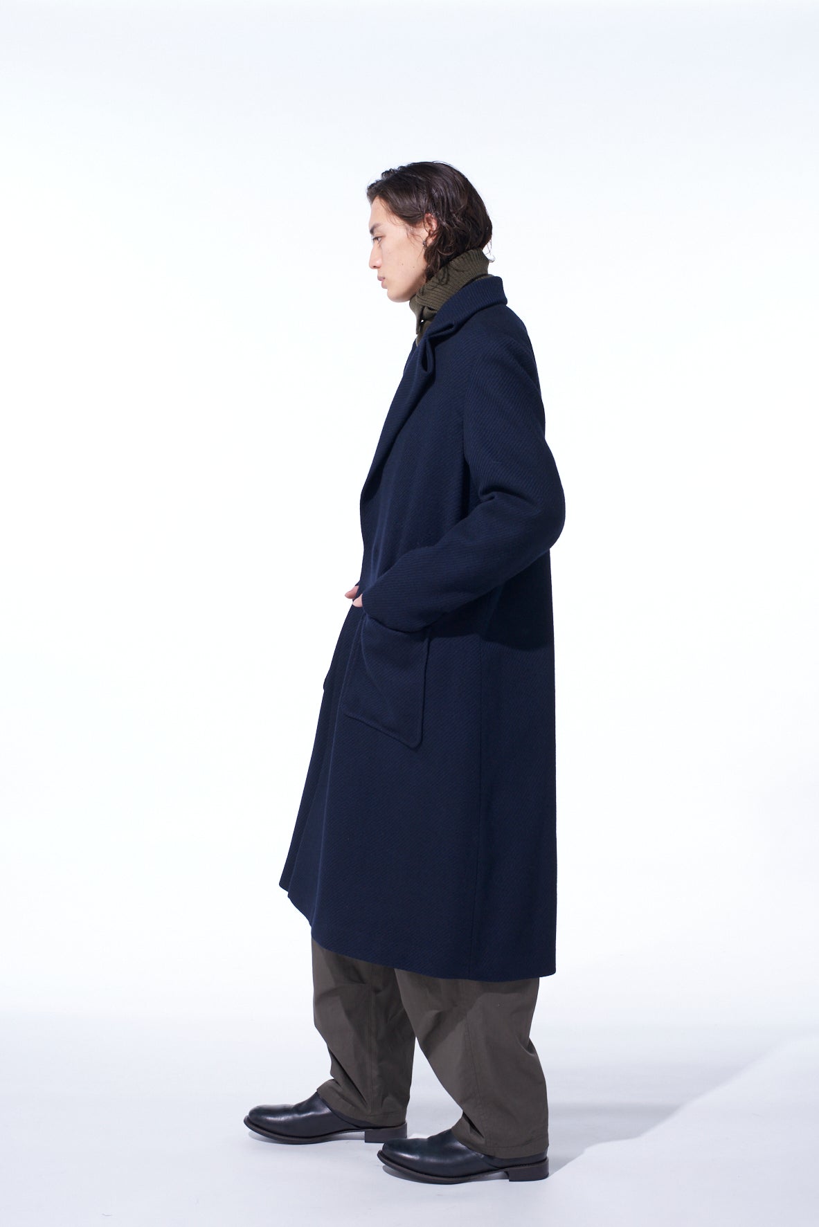 4/24 KERSEY TUBE LAPEL DOUBLE LONG COAT – THE SHOP YOHJI YAMAMOTO