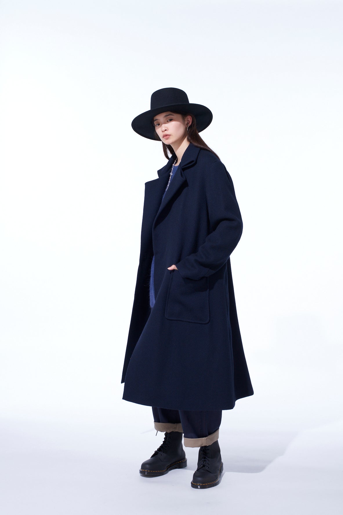 4/24 KERSEY TUBE LAPEL DOUBLE LONG COAT