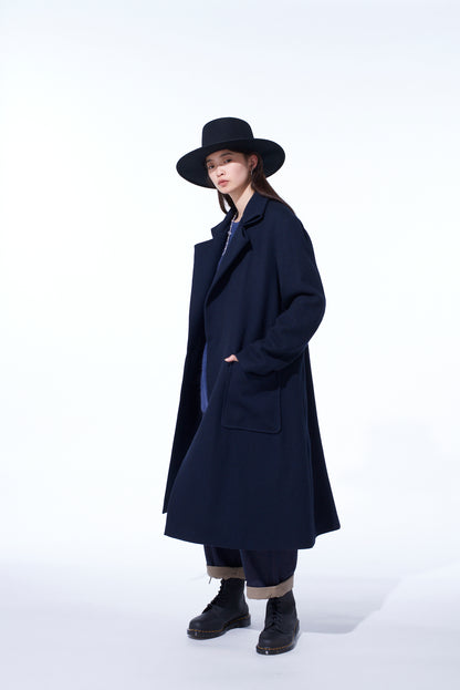 4/24 KERSEY TUBE LAPEL DOUBLE LONG COAT