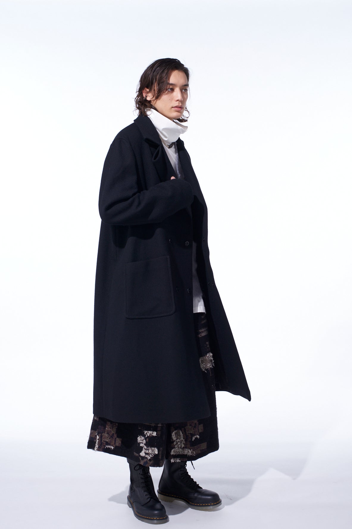 4/24 KERSEY TUBE LAPEL DOUBLE LONG COAT