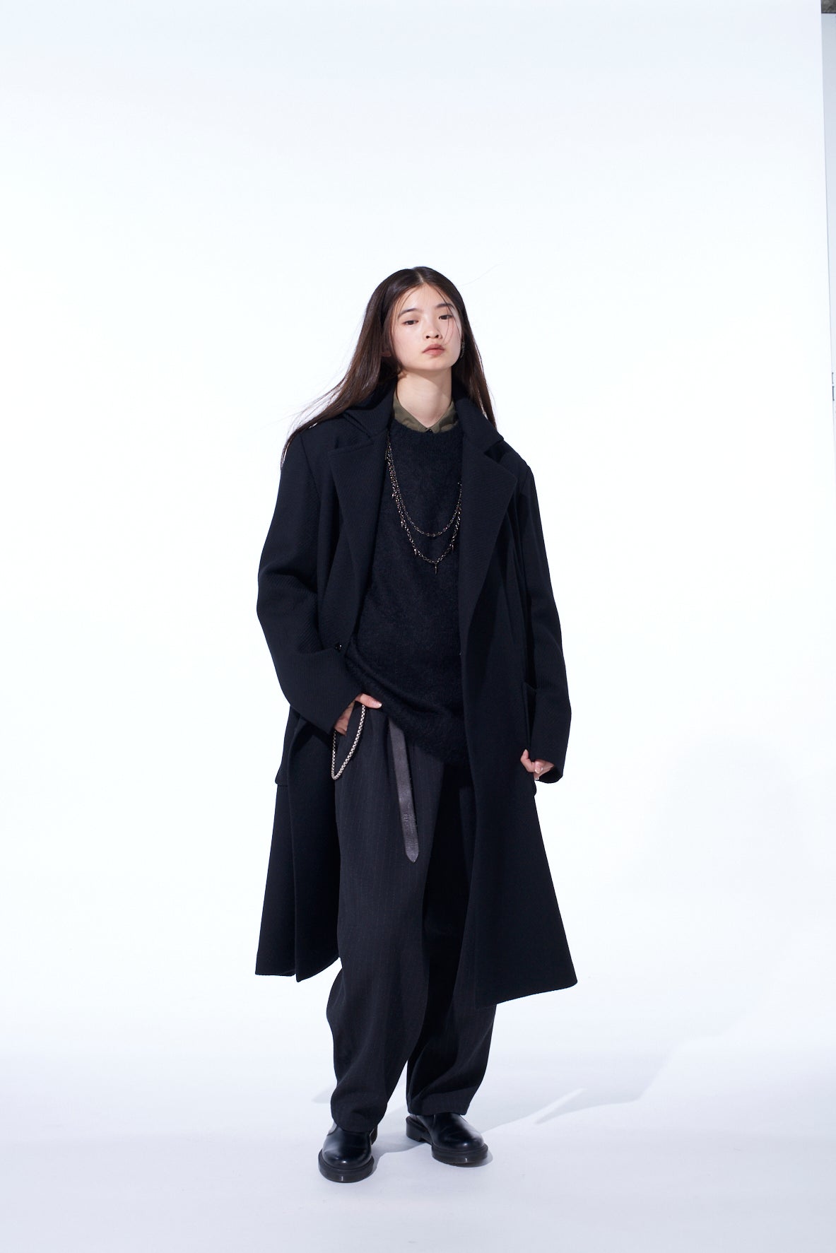 4/24 KERSEY TUBE LAPEL DOUBLE LONG COAT