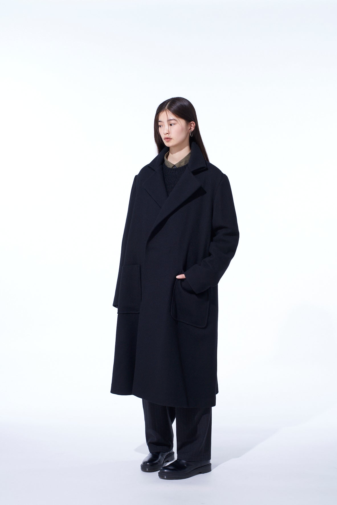 4/24 KERSEY TUBE LAPEL DOUBLE LONG COAT