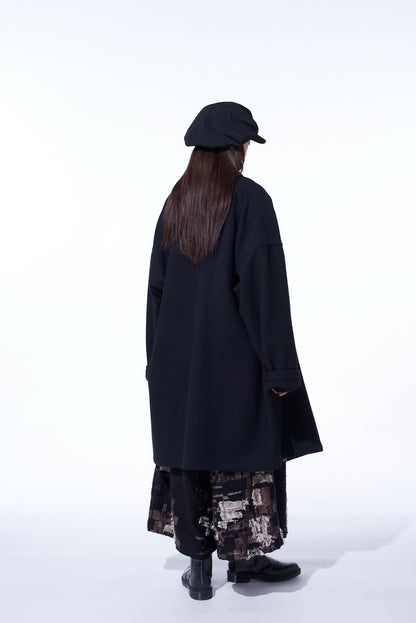 4/24 KERSEY FRAME DOUBLE COLLAR DRAPE COAT