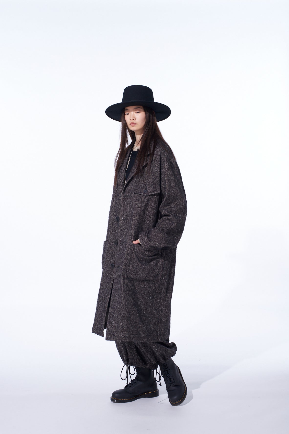 BRUSHED TWILL NEEDLE PUNCH SHOP COAT