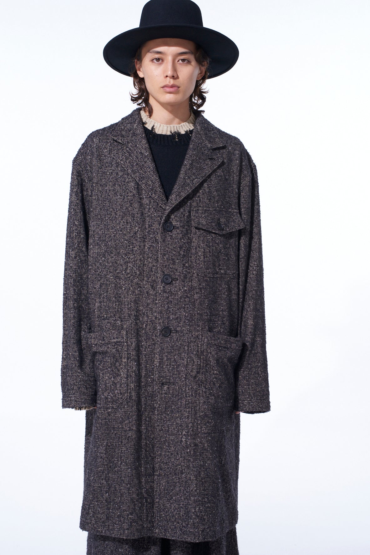 BRUSHED TWILL NEEDLE PUNCH SHOP COAT
