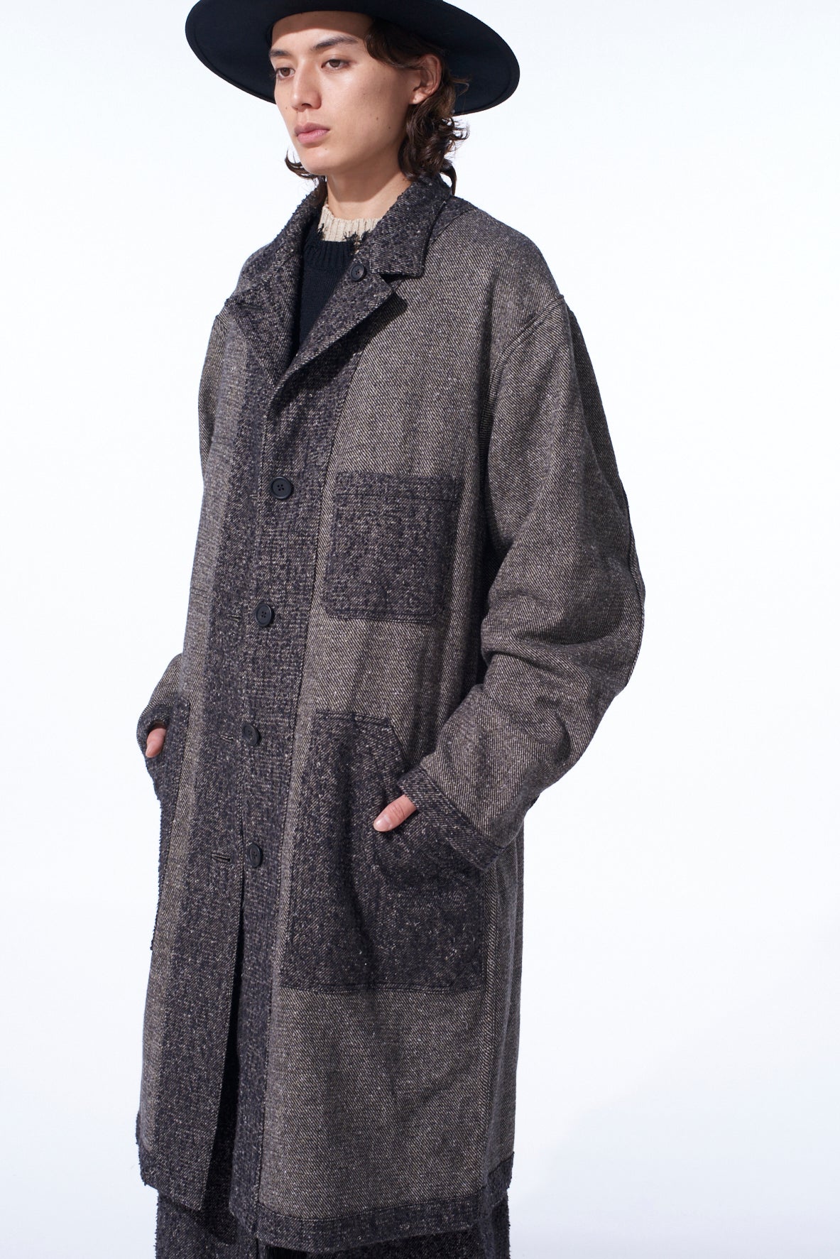 BRUSHED TWILL NEEDLE PUNCH SHOP COAT