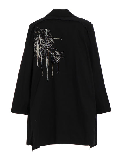 COTTON DRILL EMBROIDERY CUT-OUT DRAPE COAT