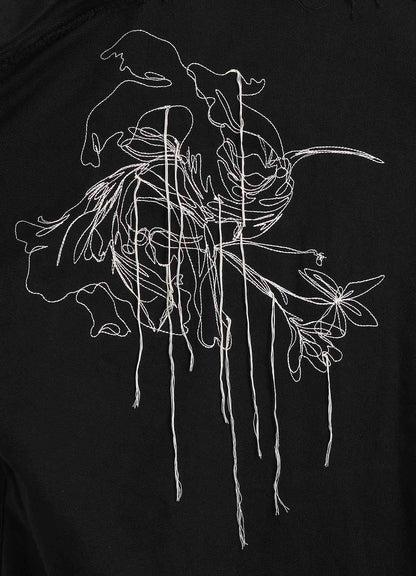 COTTON DRILL EMBROIDERY CUT-OUT DRAPE COAT