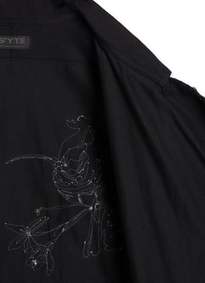 COTTON DRILL EMBROIDERY CUT-OUT DRAPE COAT